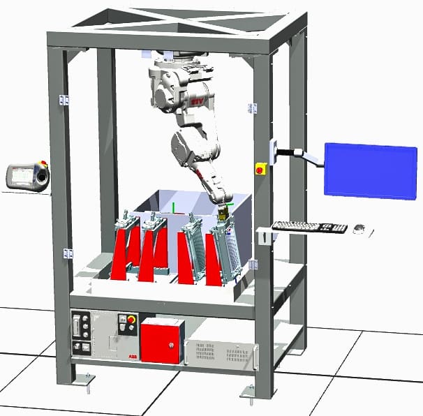 Model stanowiska zrobotyzowanego w oprogramowaniu RobotStudio