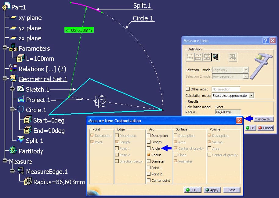 Polecenie Measure CATIA V5