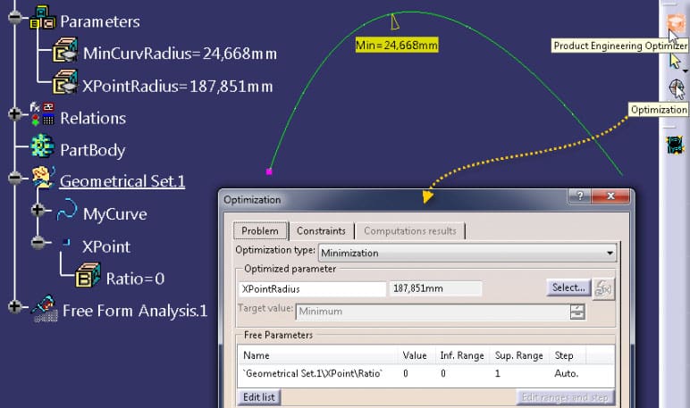 Polecenie Optimization w środowisku Product Engineering Optimizer